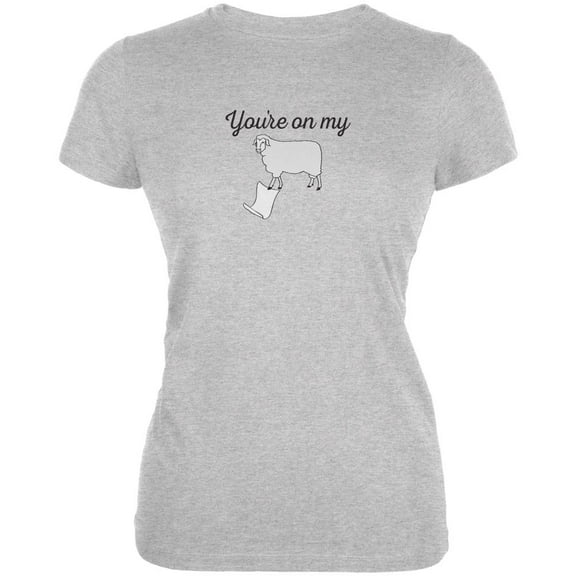 You're on My Sheep List Heather Grey Juniors Soft T-Shirt - Medium