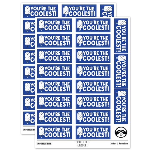 You're the Coolest Ice Cream Bar Popsicle Teacher Student School Sticker Set - Dark Blue - Gloss Finish - 2.00" Large