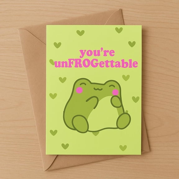 You're unFROGettable Greeting Card – Cute Frog Design with Hearts – Blank Inside for Personal Messages – Perfect for All Occasions