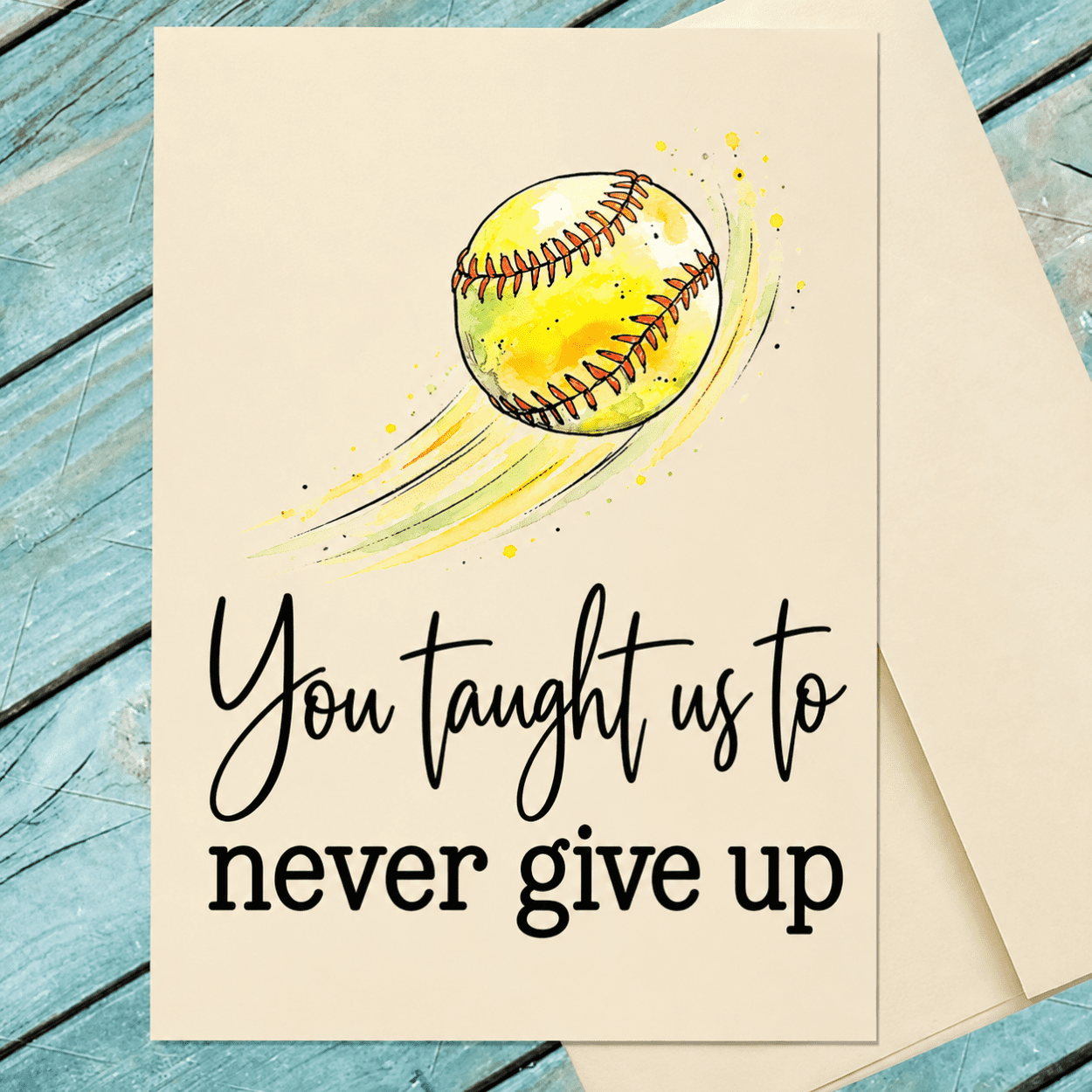 You taught us to never give up Coach Thank You Card, Softball Team ...