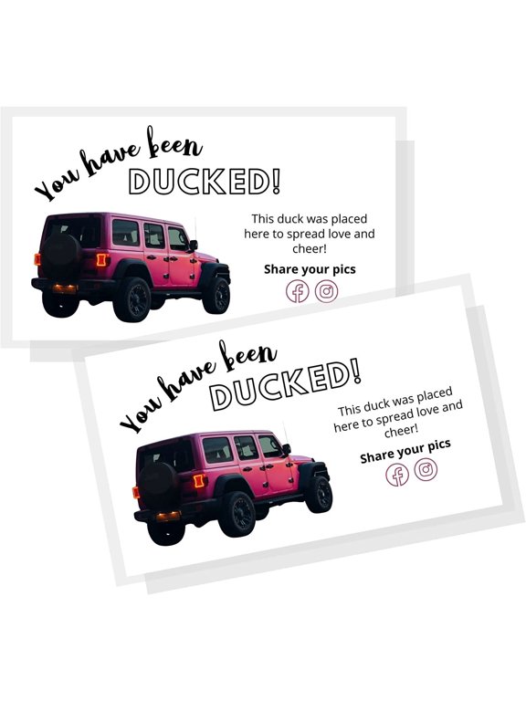 You've Been Ducked Tag 50 Pack 2x3.5" inch Business Sized Card Duck Duck Tag Attach to Rubber Ducks Tuscadero Pink Design