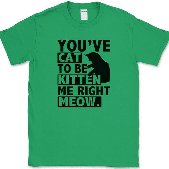 You've Cat To Be Kitten Me Right Meow T-Shirt Funny Animal Pet Gift Tee - Green, L