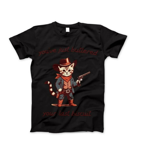 You've Just Buttered Your Last Biscuit T-Shirt, Funny Cowboy Cat Tshirt, Meowdy Partner Shirt, Cozy Cat Tees Top