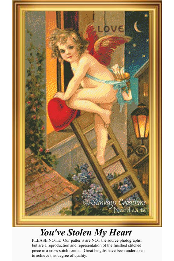 You've Stolen My Heart, Vintage Counted Cross Stitch Pattern (Pattern Only, You Provide the Floss and Fabric)