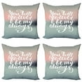 thumbnail image 1 of You will Forever Be My Always Throw Pillow Cushion Case Pack of 4, Dreamy Pastel Tones with Lovers Eros Message, Modern Accent Double-Sided Print, 4 Sizes, Blush Almond Green White, by Ambesonne, 1 of 2