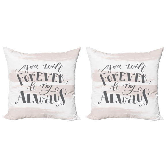 Ambesonne Saying Throw Pillow Cover 2 Pack, Love Inspiration Strokes, 24", Dark Blue Grey White