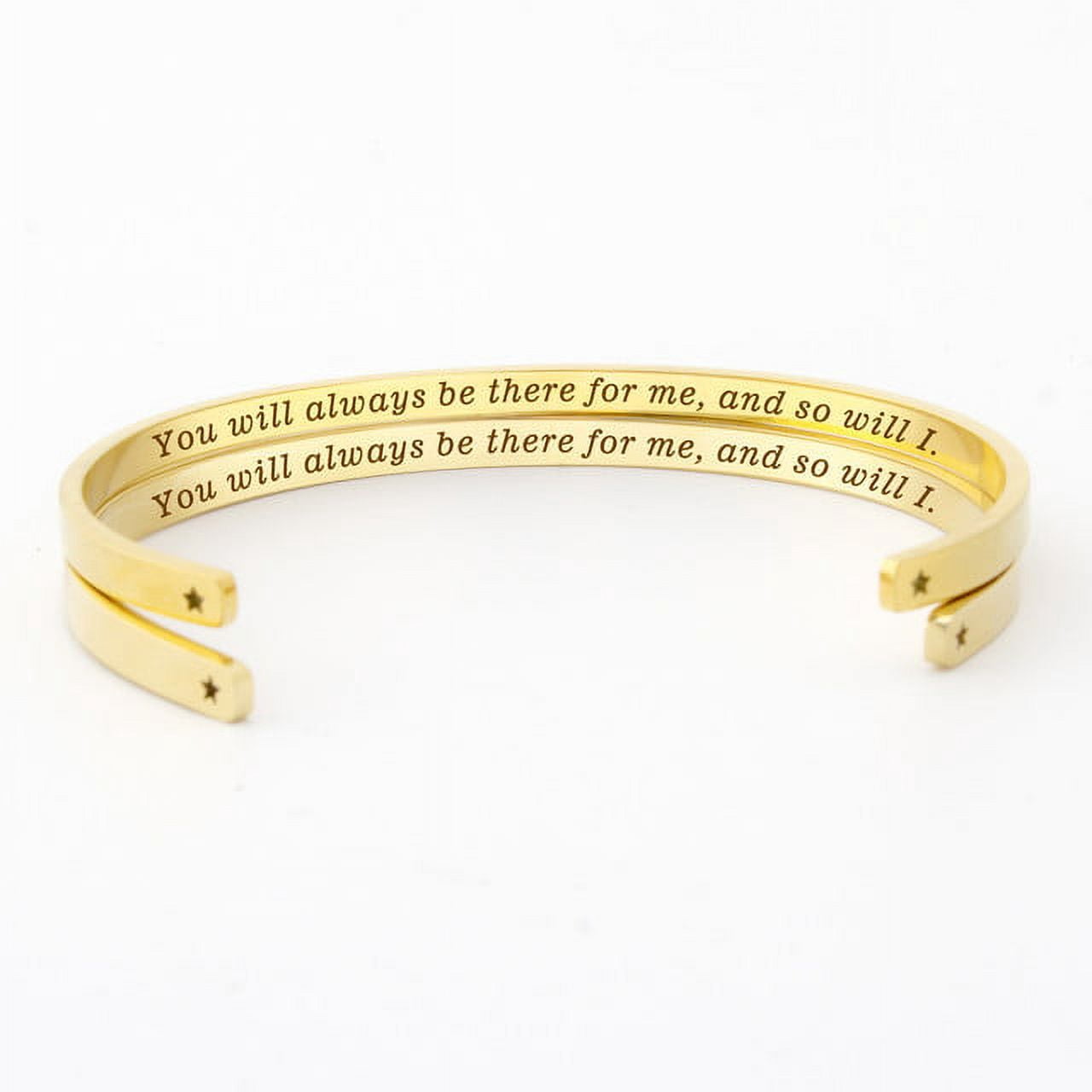 "You will always be there for me…" Gold Stainless Steel Mother & Daughter Hidden Message Cuff Bracelets Match Mother's Day Gift for Mom Her Gift Set