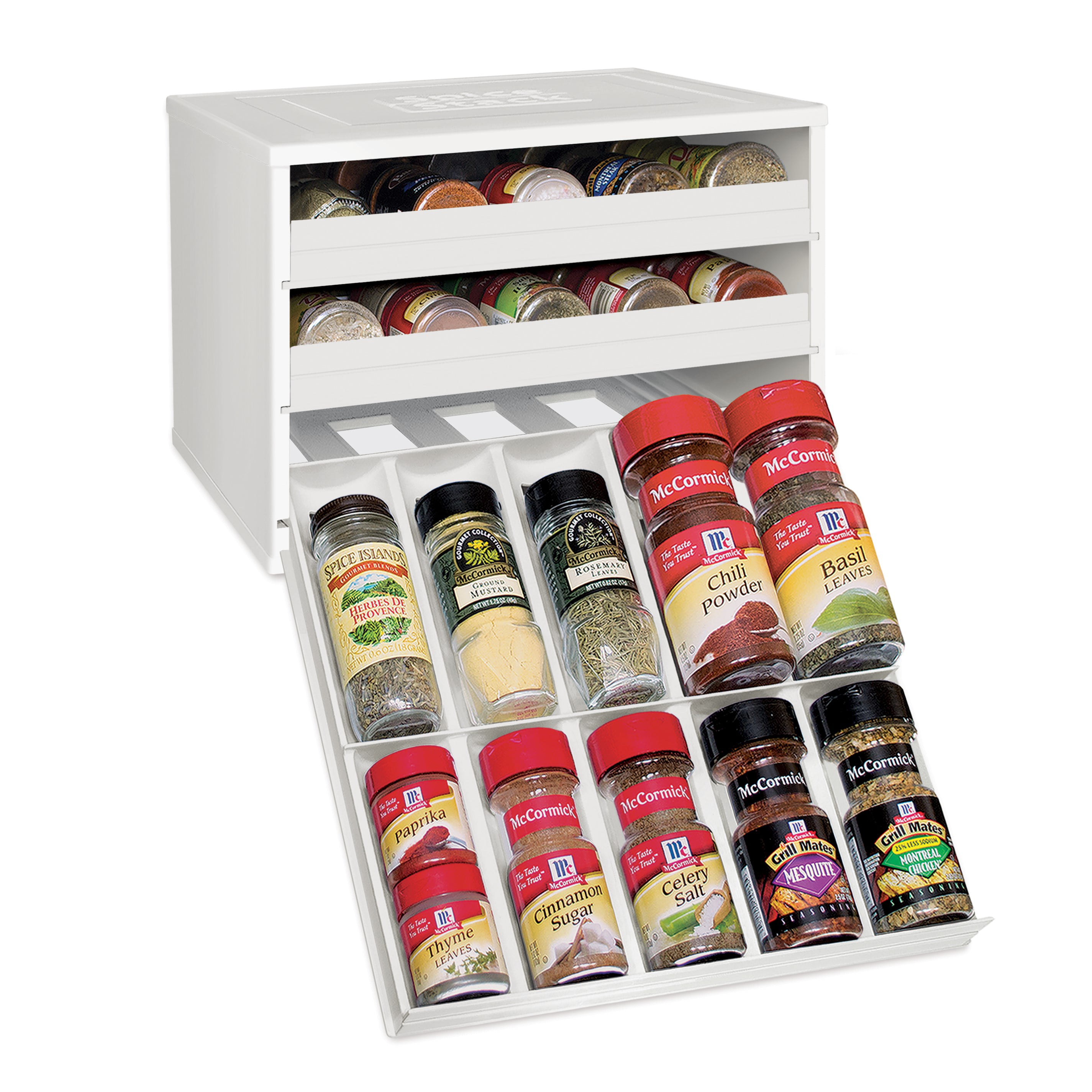 SpiceStack® Adjustable Spice Rack Organizer, White