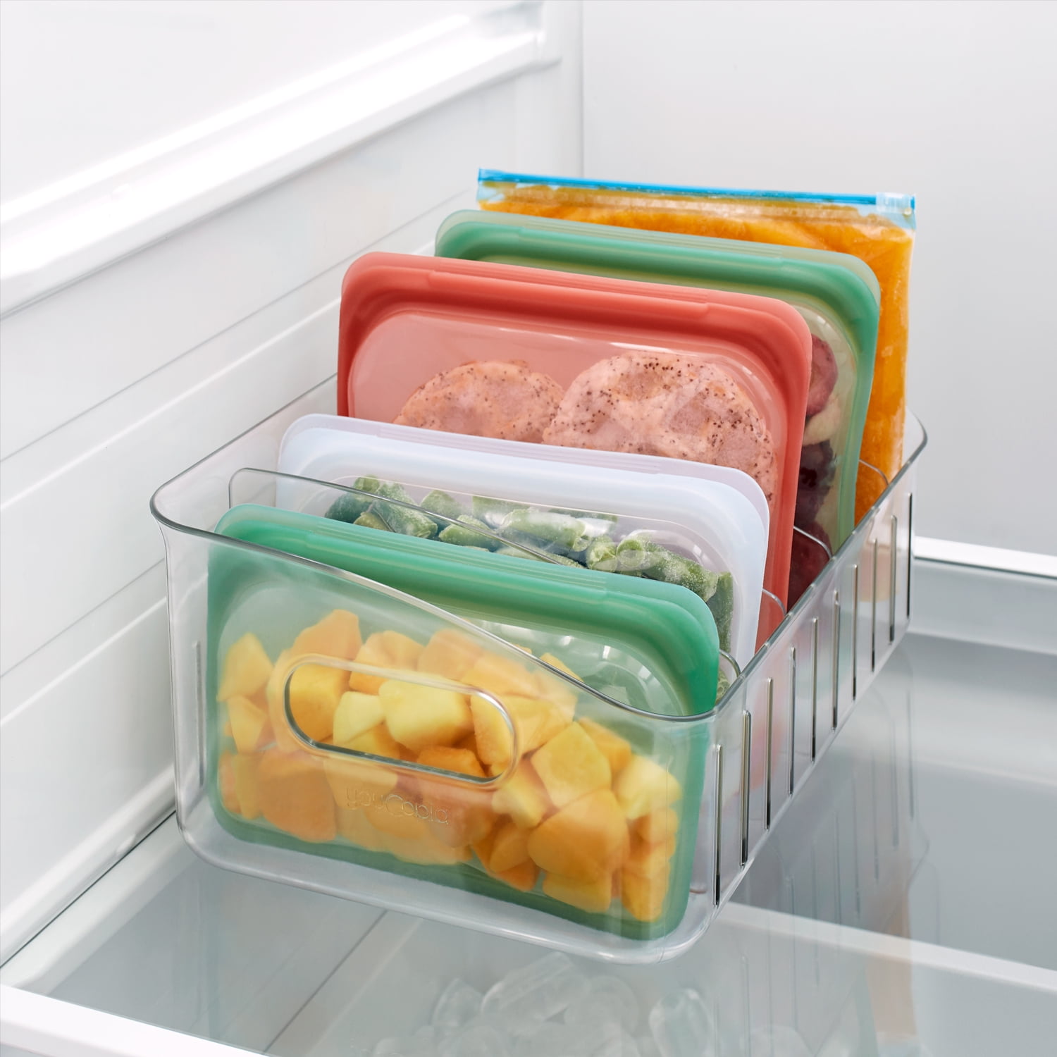 YouCopia FreezeUp Freezer Bin 12, Clear Fridge Storage Organizer with  Adjustable Dividers and Handles 