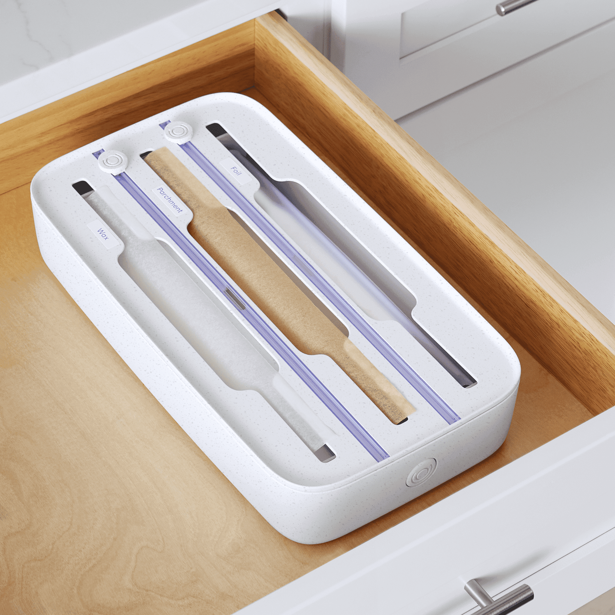 Bamboo Kitchen Drawer Organizer For Ziplock Bags & Plastic Wrap – 6-in-1 Storage With Cutter, For Gallon, Quart, Sandwich Bags - View #4