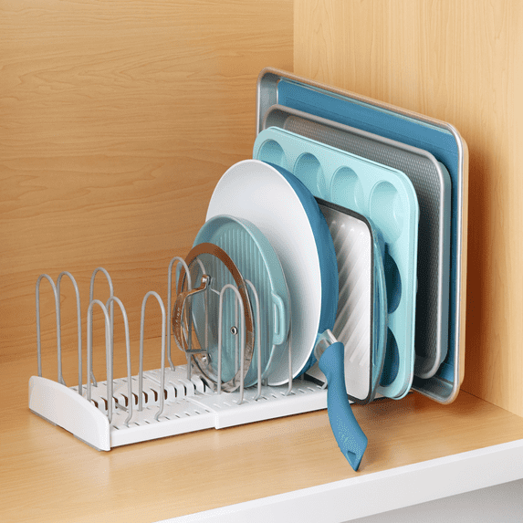 YouCopia StoreMore® Expandable Pan and Lid Rack, Adjustable Pot Lid Organizer, 12.5”-22” Wide