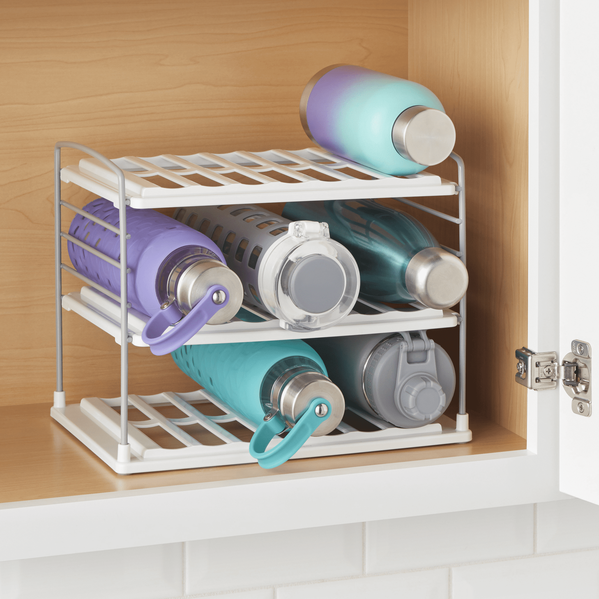YouCopia White 3-Shelf Adjustable Water Bottle Organizer