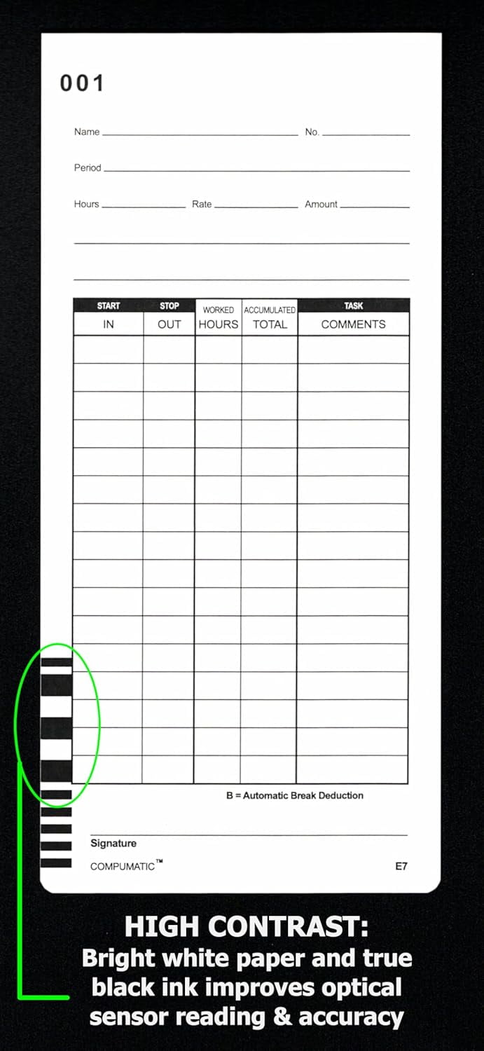 YouLLin 1000 Lathem 7000E 7500E Time Clock Cards, E7 Compatible ...