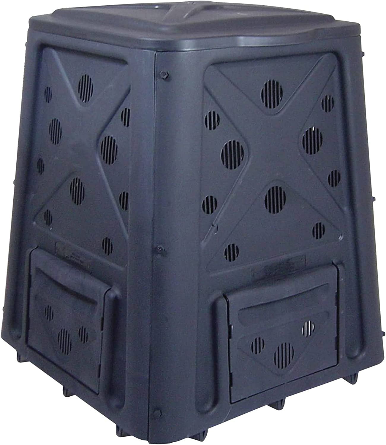 YouLLin 65 Gallon Outdoor Compost Bin with Snapping Lift Off Lid, 4 Door Access, and Multiple Vent Holes for Garden and Landscaping, Black