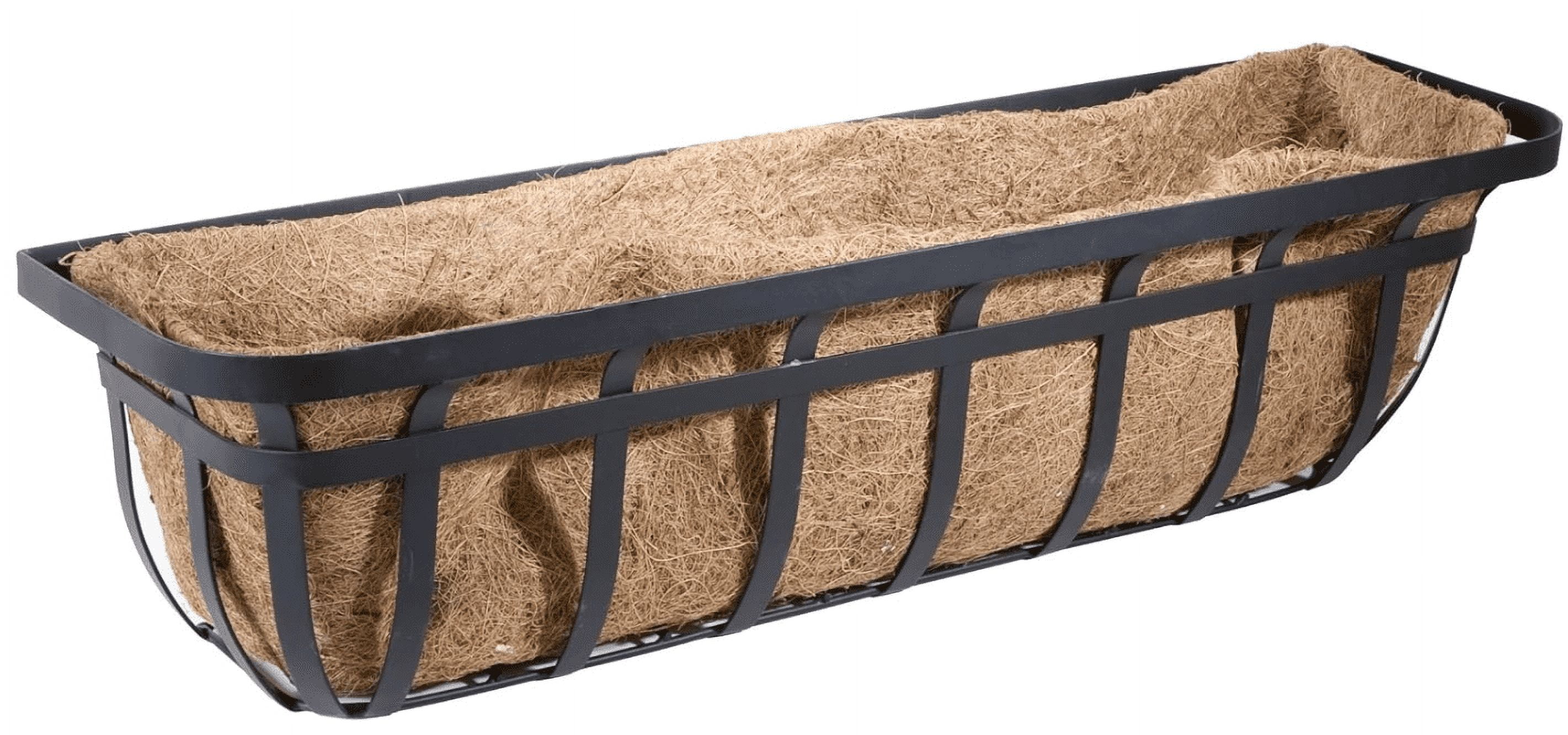 Living Accents 30" Black Steel Oblong Deck Planter with Liner