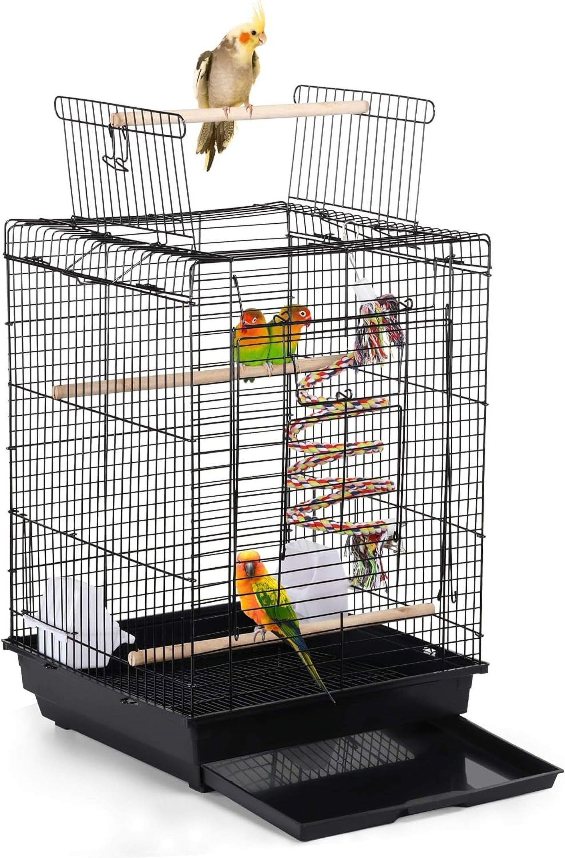 59" Tall Rolling Bird Cage With Stand - For Parakeets, Lovebirds, Finches, Budgies, Conures