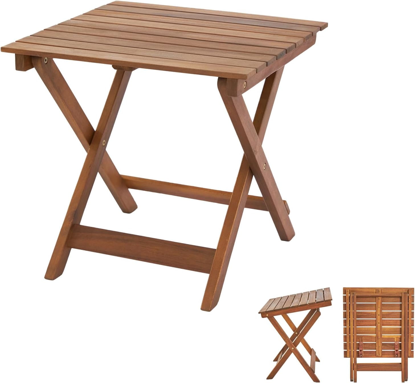 Youllin Outdoor Side Table, Small Patio Table, Acacia Wooden Table 