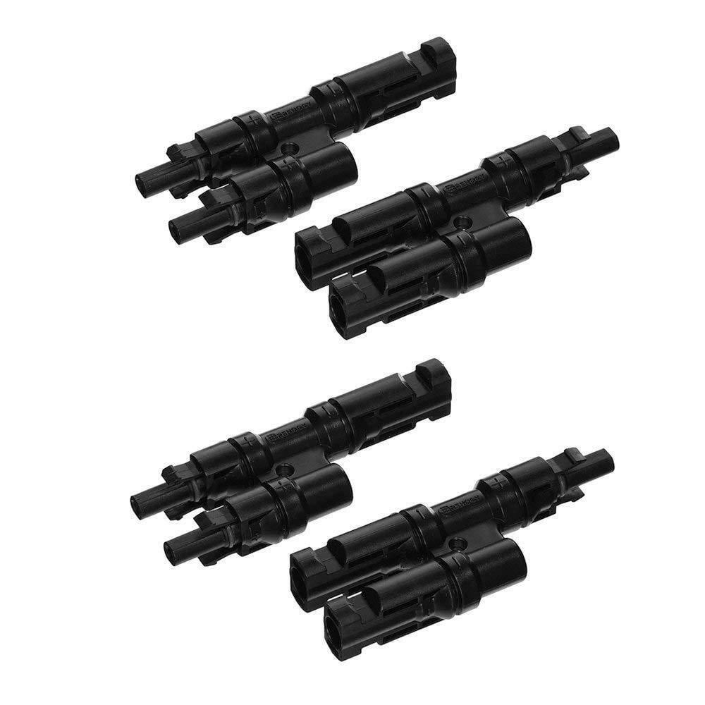 YouLoveIt 1/2/5/10 Pairs Solar Panel Connectors Branch Connector Solar Panel Adapter T Type Branch 2 In 1 Parallel Connector Cable Splitter