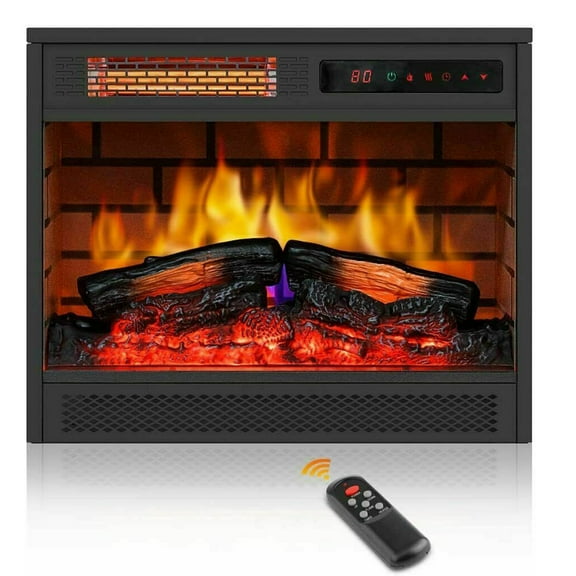 YouLoveIt 1500W Electric Fireplace Heater 23" LED Display, Realistic & Quiet Electric Fireplace, Overheat Protection, with Log Flame Effect, 3 heat settings