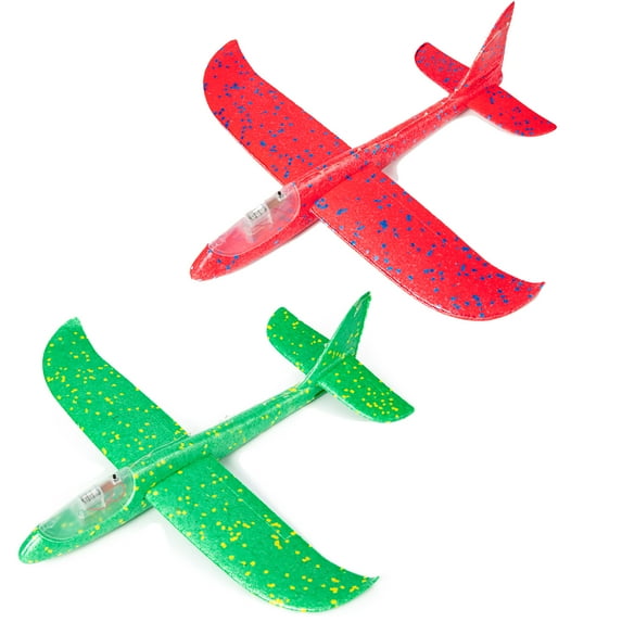 YouLoveIt 2 Packs Airplane Toys Glider Airplane Launcher Toy Flying Glider Planes Throwing Foam Plane Toys Flying Toy for Kids, Airplane Outdoor Toys for Kids 3 4 5 6 7 Year Old Boy Girls