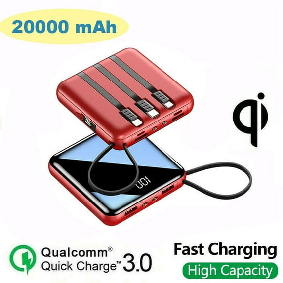 YouLoveIt 20000mAh Mini Power Bank Fast Charging USB LED Display Portable External Battery Backup Charger Slim Battery Backup Charger for Cell phones