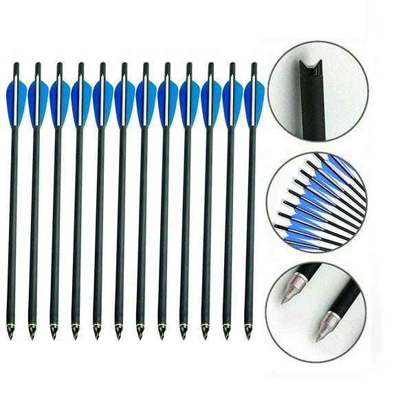 YouLoveIt 20inch 12pcs Hunting Archery Carbon Arrow Crossbow Bolts Crossbow Bolts Carbon Arrow Hunting Archery Replaced Arrowhead Tip Hunting Arrows for Crossbow Shooting Hunting