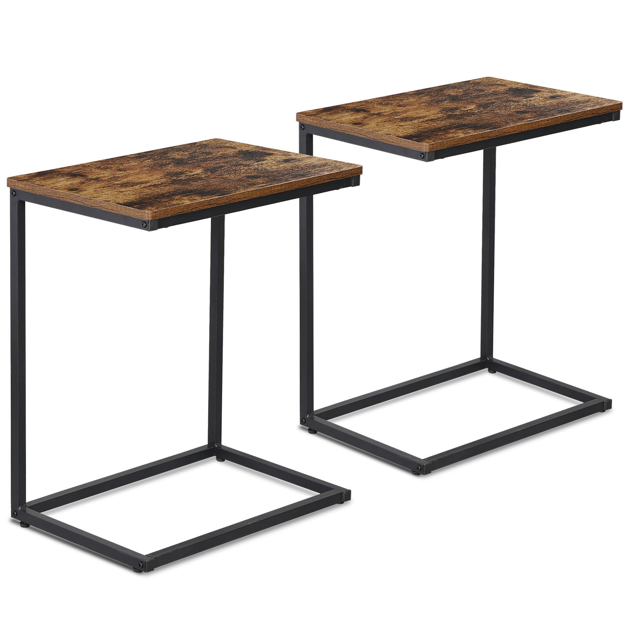 YouLoveIt 2PCS C Shaped End Table Side Table for Sofa, Side Table for Couch Slide Under, Couch