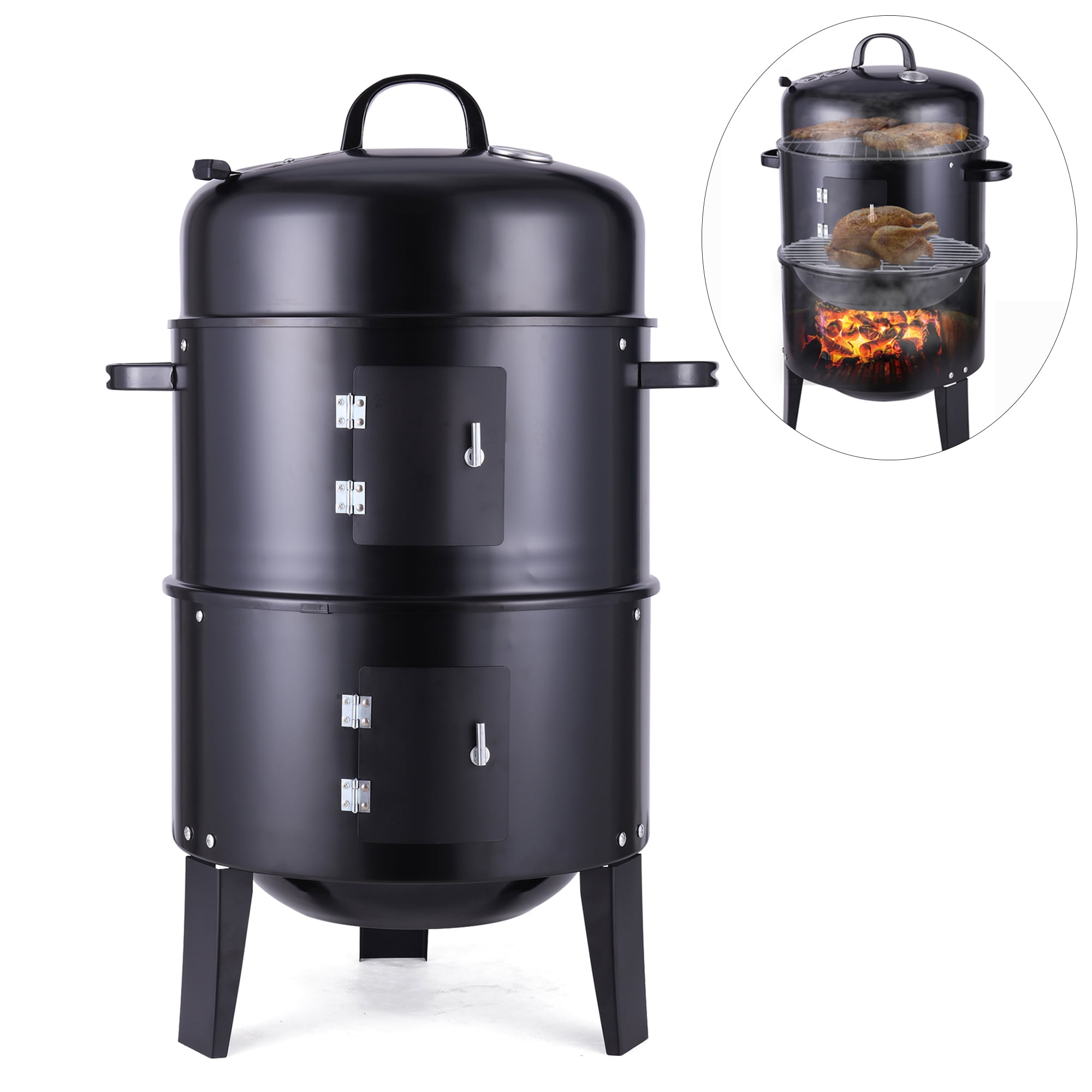 YouLoveIt 3 in 1 Vertical Charcoal BBQ Smoker Grill Charcoal Smoker