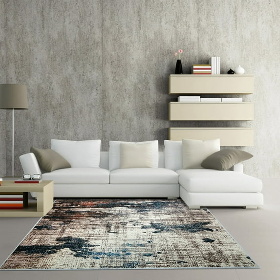 YouLoveIt 3.9x5.2ft Area Rug Modern Abstract Non-Shedding Grey Floor Carpet for Living Room, Bedroom, Dining Room Non Slip Area Rug Pad(3x5ft)