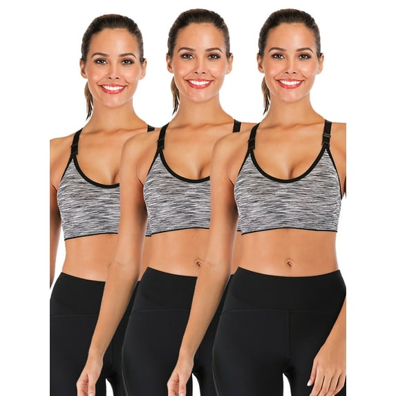 YouLoveIt 3 pack Women Sports Bra Removable Pad Yoga Bras Racerback Workout Crop Tops Active Gym Yoga Workout Sports Bras for Women Seamless Sports Bra