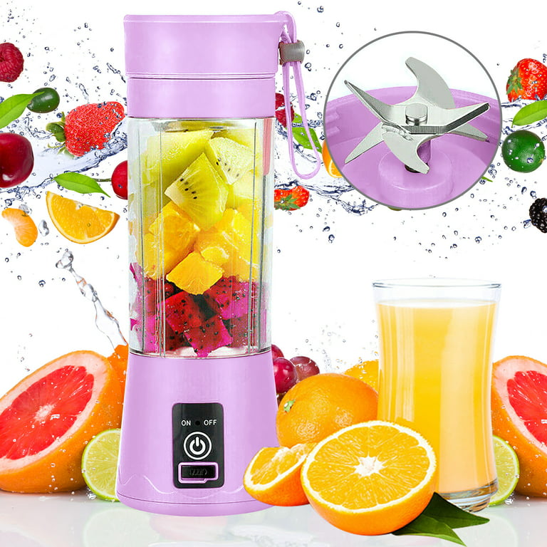 Youloveit 380ml Portable Juicer Cup Mini Blender Smoothie Blender Personal Blender Travel Juicer Bottle USB Rechargeable with Stainless Steel 6-Blades