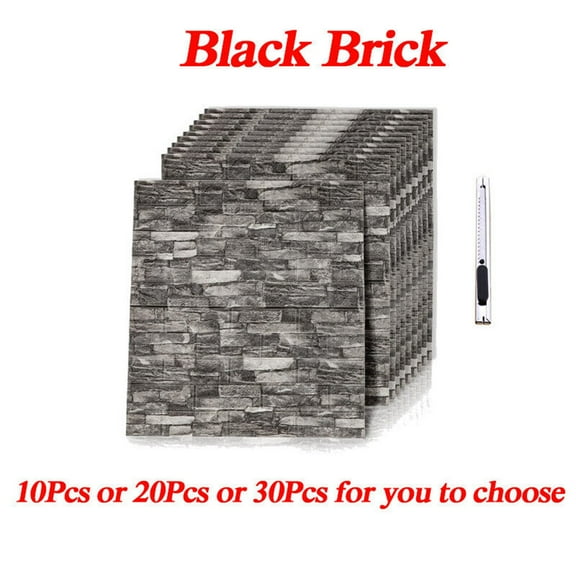 YouLoveIt 3D Wall Panels Peel and Stick Wallpaper Sticker with Self-Adhesive Waterproof Foam Wall Panel Faux Brick Wall Panels Faux Stone Wall Panels, Black/Red Brick
