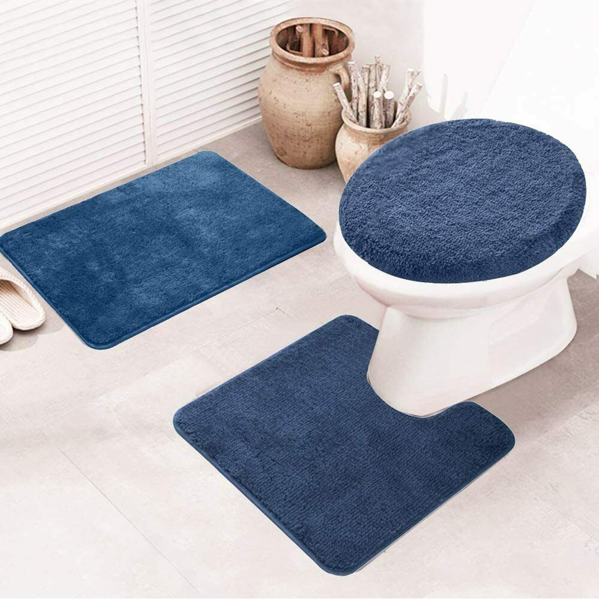3pcs/set U-shaped Floor Mat Toilet Seat Cushion Door Mat Bathroom Mat  Modern ~