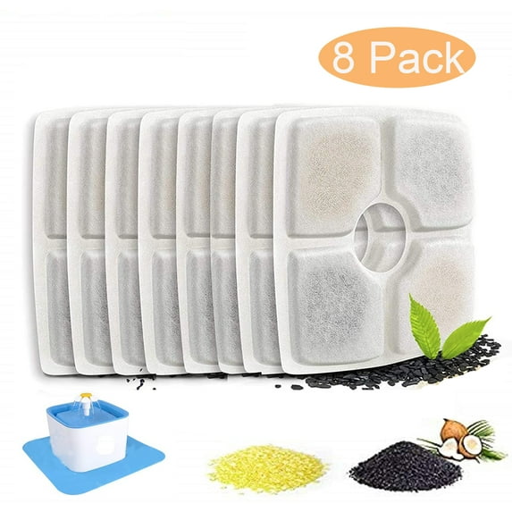 YouLoveIt 4/8 Pcs Cat Fountain Replacement Filter, Pet Water Fountain Filters, Activated Carbon Replacement Filter for Automatic Pet Fountain Cat Water Fountain Dog Water Dispenser