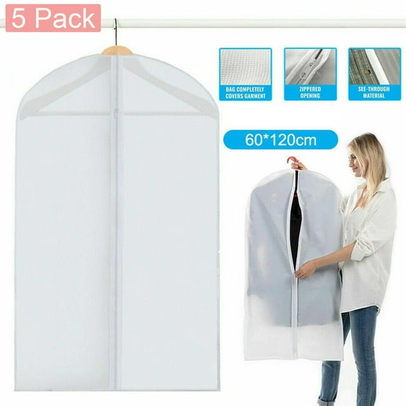YouLoveIt 5Pcs Garment Dust Cover Bag 24"x56" Protector Suit Cover Gown Storage Dust Travel Dress Garment Bags Clothes Cover for Suit Coats Jackets Dress Closet Storage