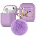 thumbnail image 1 of YouLoveIt AirPods Silicone Case Cover Protective Skin Compatible with Apple Airpods Pro 1/2/3 Thick Silicone Case Cover with Furball Ornament Key Chain & Strap, 1 of 7