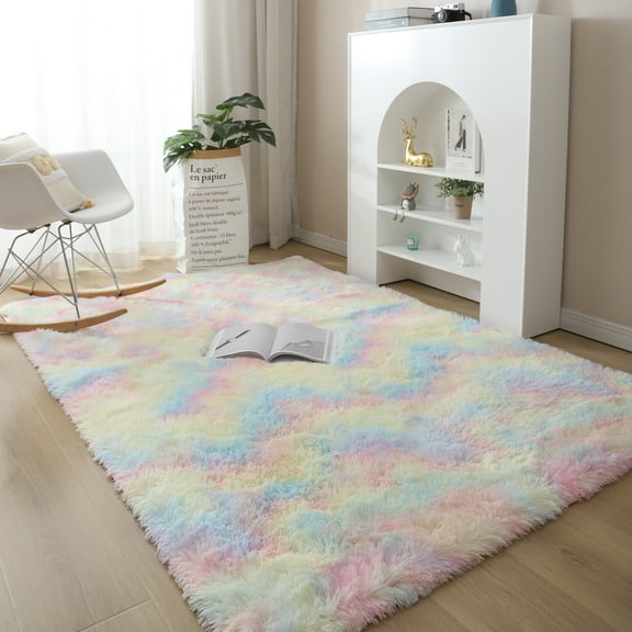 YouLoveIt Area Rugs Rectangle Plush Area Rug Non-Slip Floor Mat Carpet Plush Area Rug Fluffy Floor Rug Large Fuzzy Area Rugs Fluffy Room Carpets for Living Room, Bedroom, Home Decor