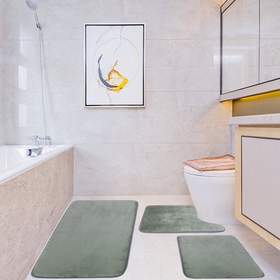 YouLoveIt Bath Mat Set, Bathroom Rugs for 3 Pieces Toilet Mats, Soft Comfortable Non-Slip Floor Mats Water Absorbent Bath Rug for Bathroom, Shower, and Tub