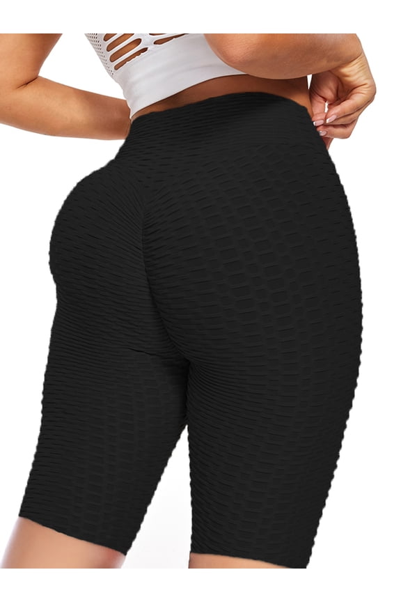 Butt Lifting Yoga Shorts Women Tummy Control Leggings Textured Scrunch Running Shorts Honeycomb High Waist Yoga Pants Sexy Butt Lifting Stretchy Leggings