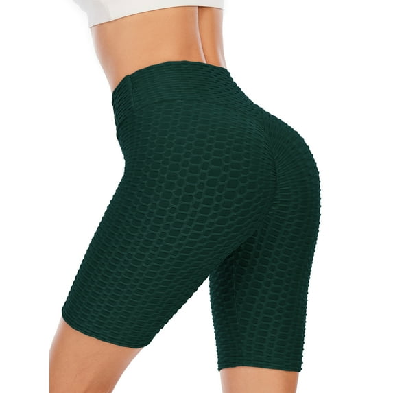YouLoveIt Butt Lifting Yoga Shorts Women Tummy Control Leggings Textured Scrunch Running Shorts Honeycomb High Waist Yoga Pants Sexy Butt Lifting Stretchy Leggings