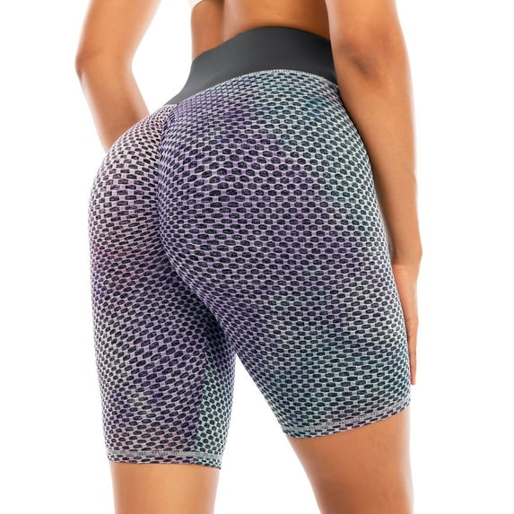 YouLoveIt Butt Lifting Yoga Shorts Women Tummy Control Leggings Textured Scrunch Running Shorts Honeycomb High Waist Yoga Pants Sexy Butt Lifting Stretchy Leggings