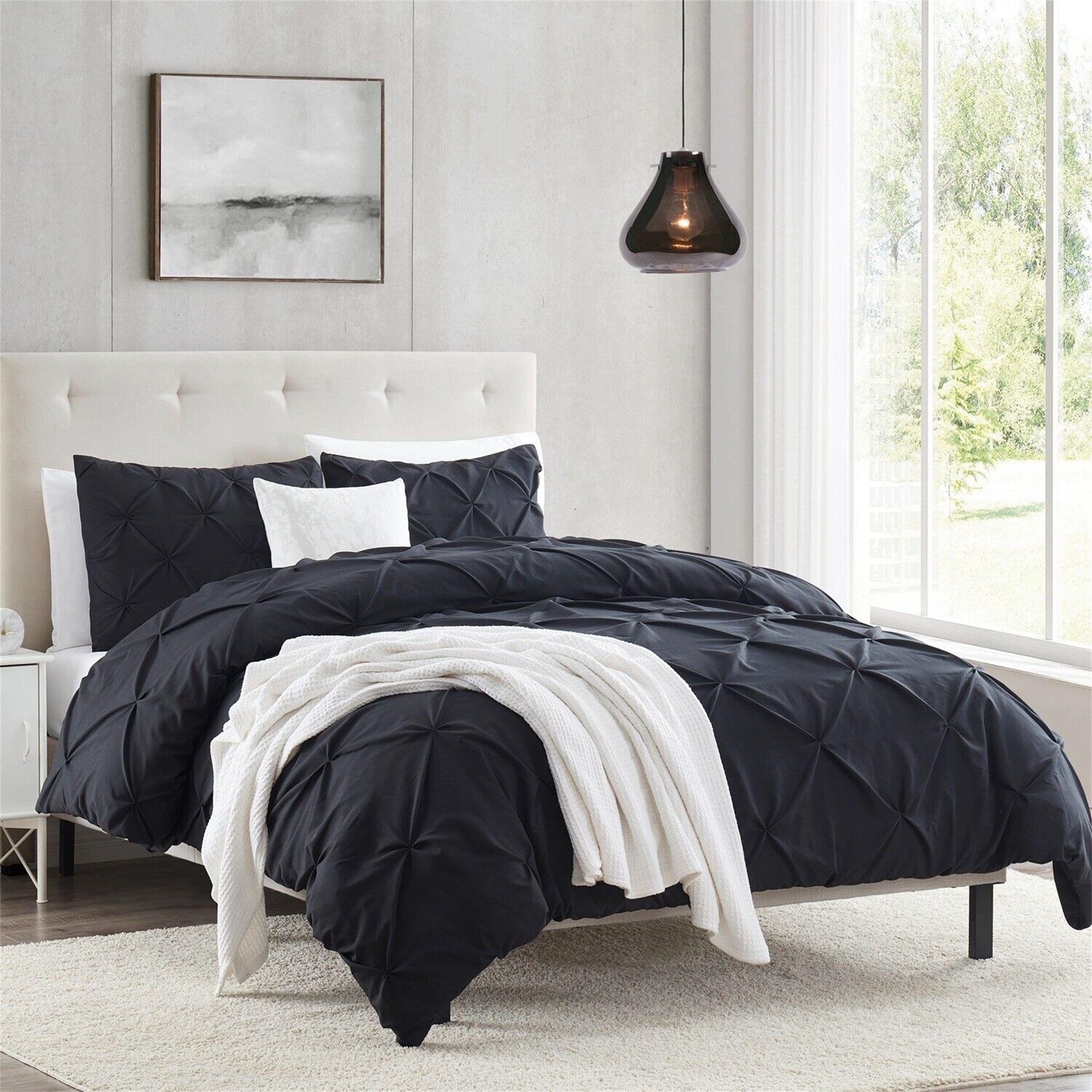 YouLoveIt Comfy Bedding 3 Piece Pinch Pleat Comforter Set All Season Pintuck Style Double Brushed Pinch Pleat Duvet Cover Set King Queen Tween Size Bedding Walmart