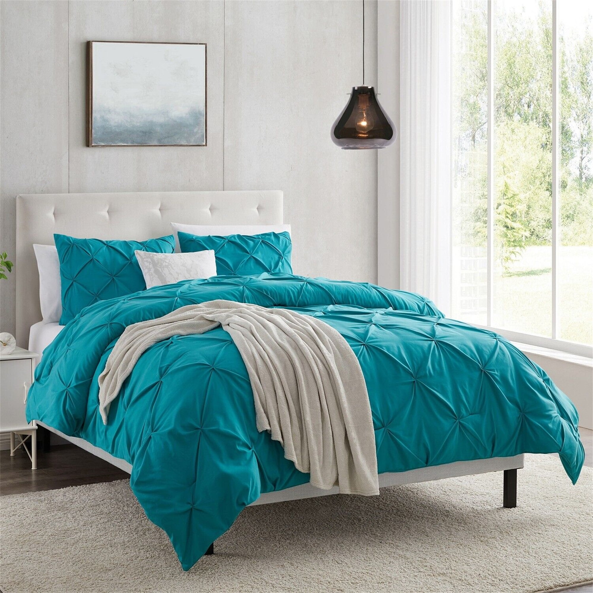 YouLoveIt Comfy Bedding 3Piece Pinch Pleat Comforter Set All Season