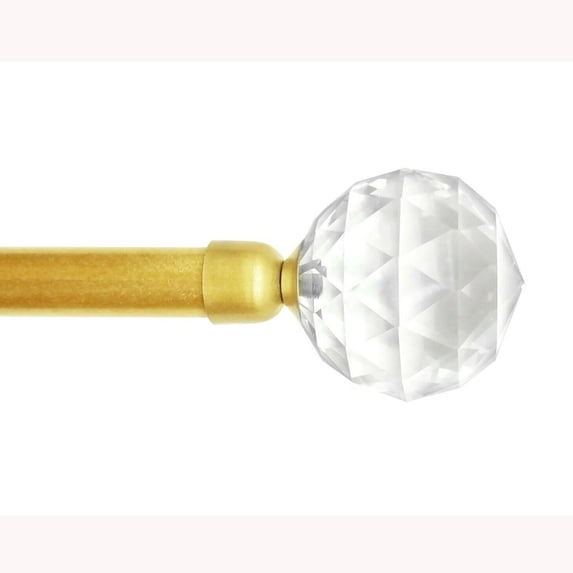 YouLoveIt Decorative Cut Crystal Curtain Rod, 3/4" Standard Single Curtain Rod with Crystal Glass Fin, Length Adjustable
