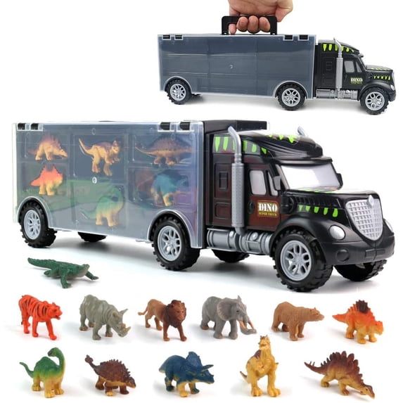YouLoveIt Dinosaurs Transport Car Carrier Truck Toy Kids Transport Dinosaur Truck Dinosaur Car Carrier Toys Toy Truck Transport Car Carrier with Dinosaurs, for Boys & Girls Gift