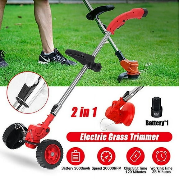 YouLoveIt Electric Weed Eater Lawn Edger Grass String Trimmer Cutter Grass Trimmer Edger Lawn Tool Electric Weed Eater Battery Powered for Garden Yard
