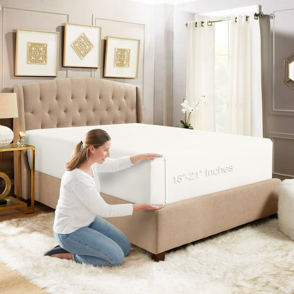 YouLoveIt Fitted Sheet 18"-21" Elastic Corner Straps Fitted Sheets Deep Queen Fitted Sheet Deep Pockets That Actually Fits, Twin/ Full/ Queen/ King/ California King/ Twin xl