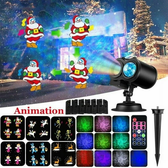 YouLoveIt LED Projector Lights Projection Light with 16 Patterns/12 Patterns/RGB Laser Projection Light Moving Outdoor Landscape Stage Xmas Lamp
