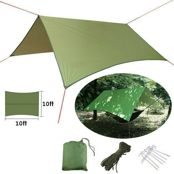 YouLoveIt Lightweight Survival Tarp Hammock Rainfly Tent Tarp Waterproof Portable Tarp Hammock Cover Outdoor Camping Traveling Tarp