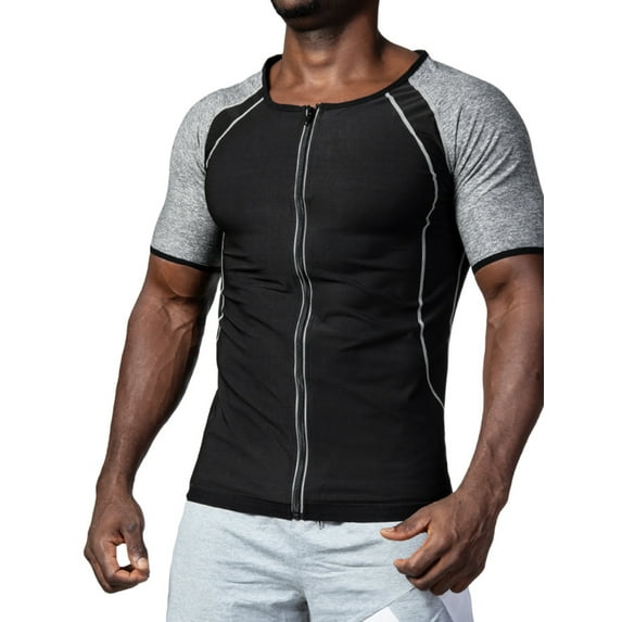 YouLoveIt Men Zipper Waist Trainer Vest Weight Slimming Body Shaper Loss Sweat Waist Trainer Shirt Sports Zipper Sauna Tank Top Body Shaper Shirt